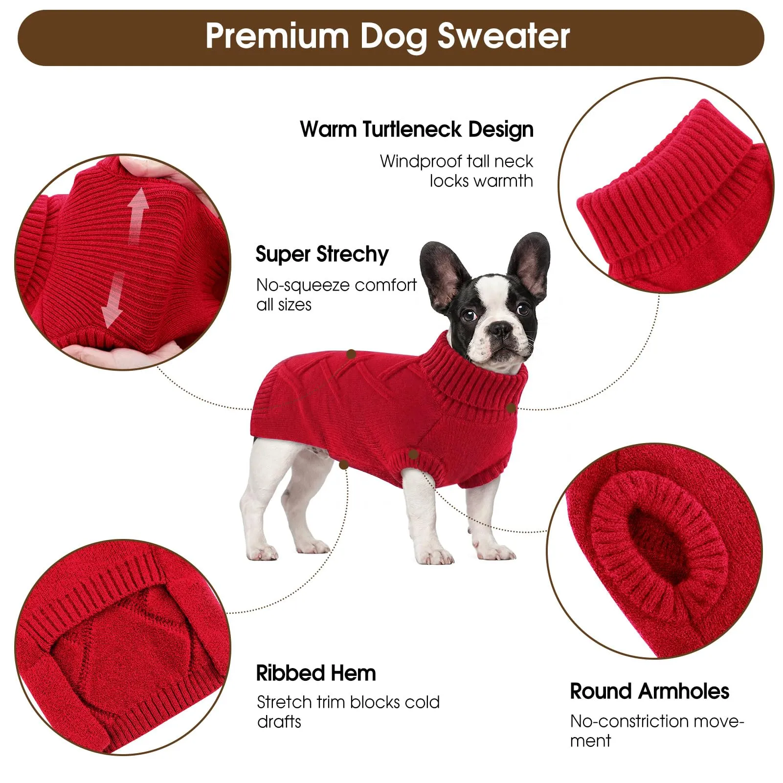 Queenmore Maglione Cane Grande Elasticizzato e Caldo - Vestito per Cani - immagine 3