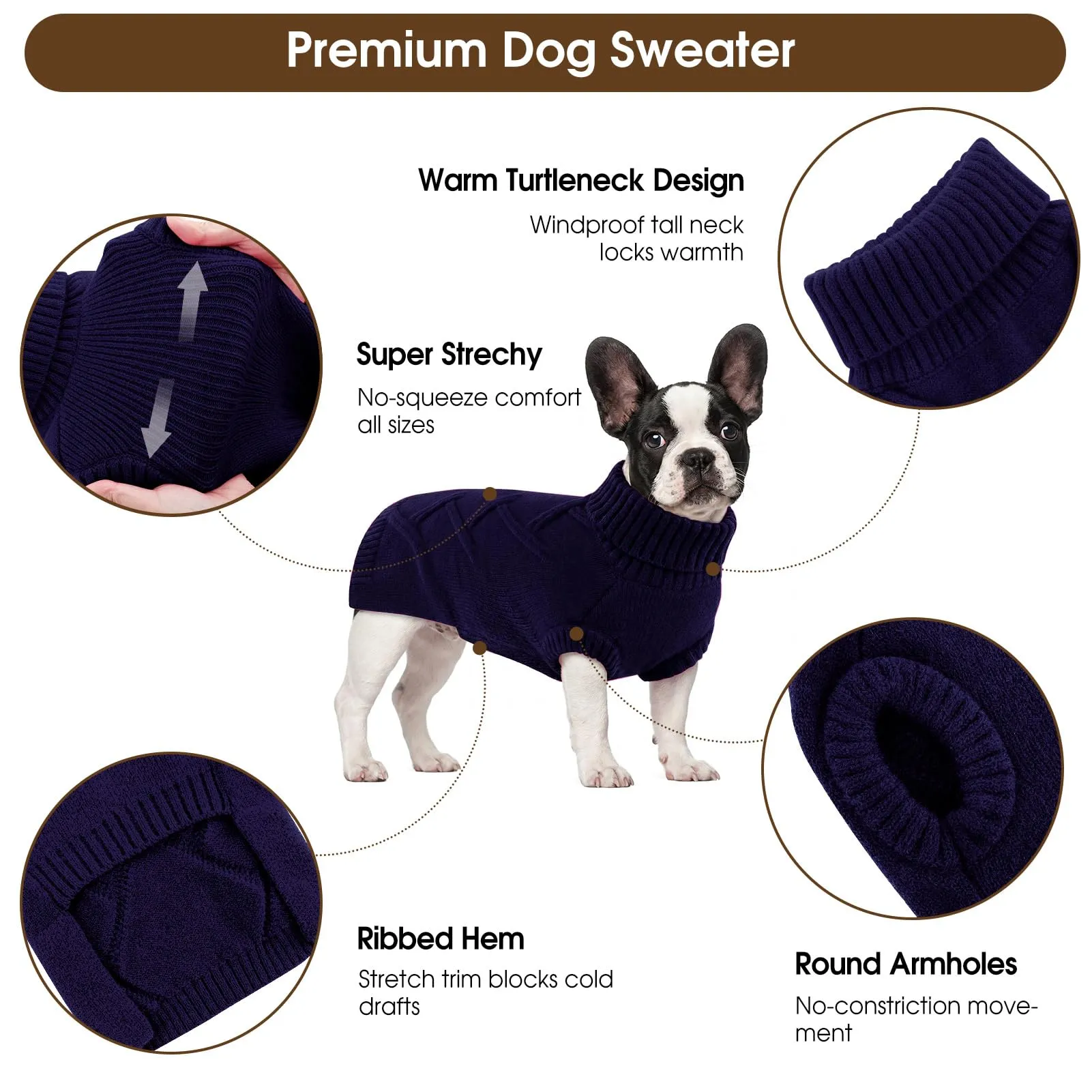 Queenmore Maglione Cane Grande Elasticizzato e Caldo - Vestito per Cani - immagine 3