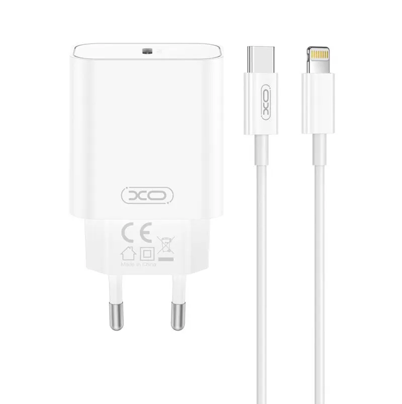 Caricatore da rete con cavo Lightning XO Design CE32, 20W, 3A, 1 x USB-C, Bianco - immagine 1