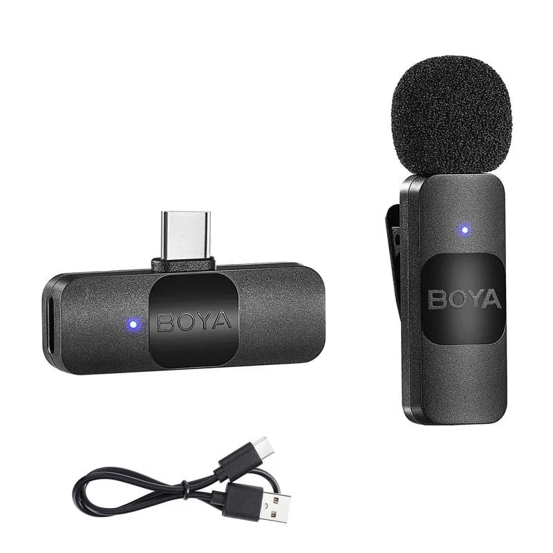 Microfono da bavero wireless Boya BY-V10 Android USB-C nero - immagine 1