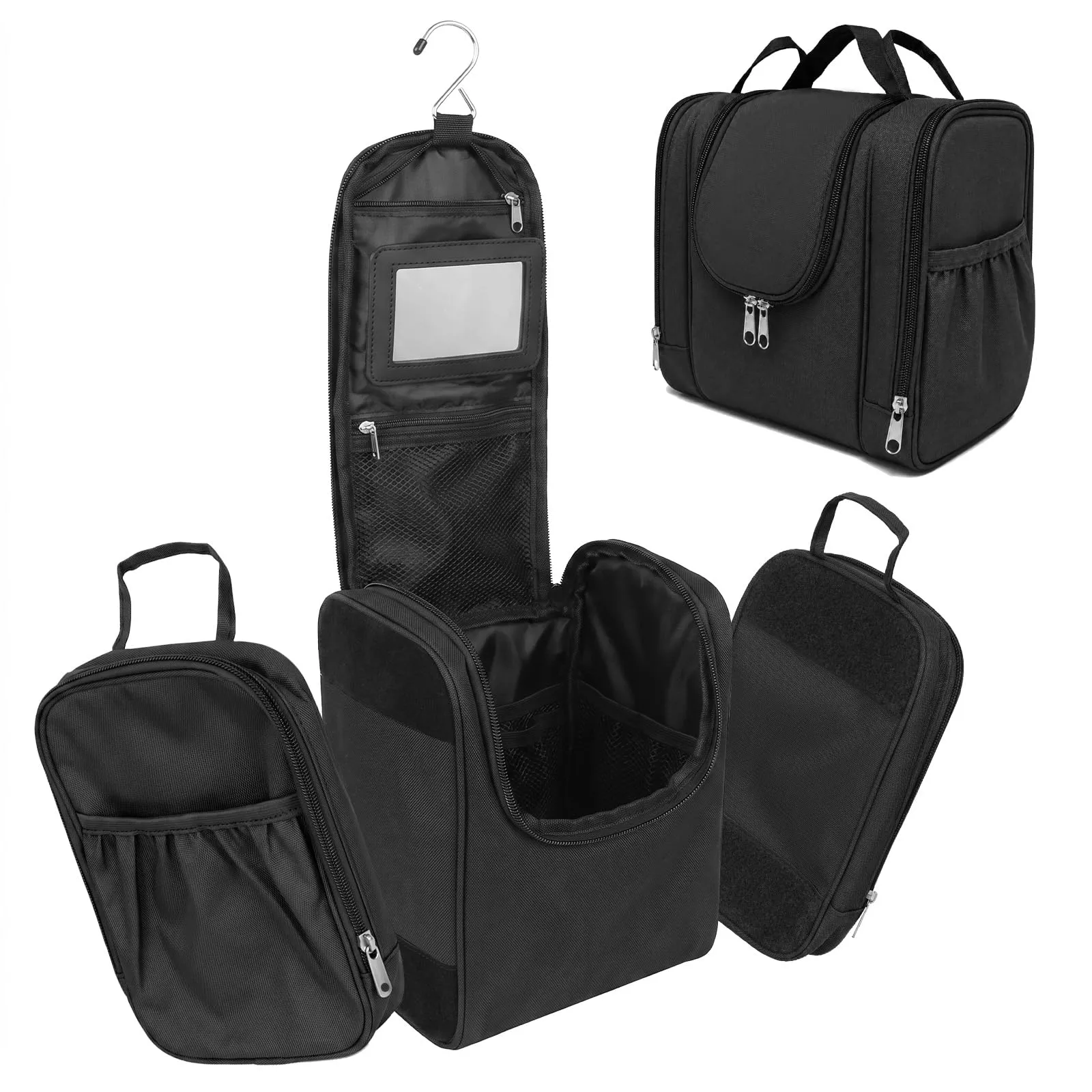 Borsa da toilette da appendere per uomo e donna, nero, Minimalista - immagine 1