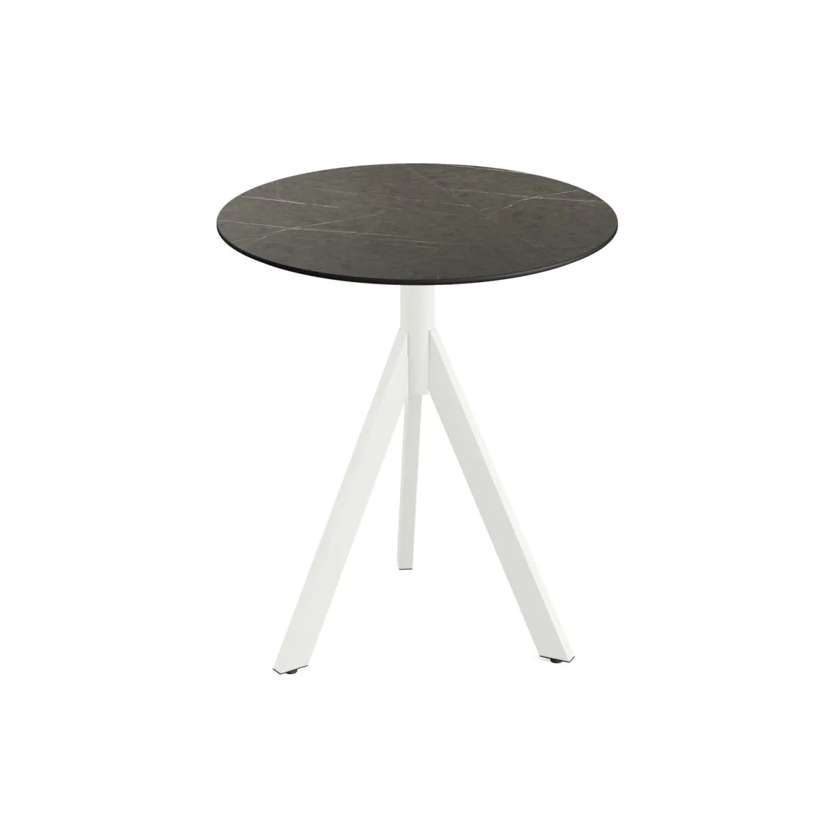 Feros Tavolo da esterno Infinity Tripod con telaio + HPL Ø70 cm; 74x70 cm (HxØ); bianco/marrone; rotonda - immagine 1