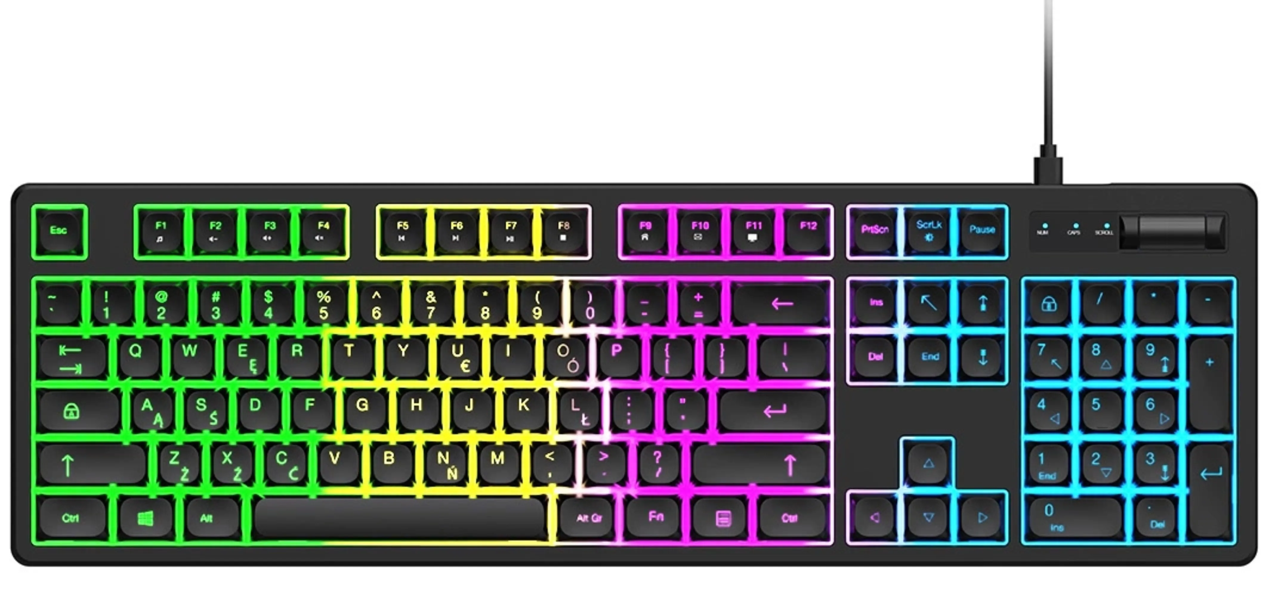 Tastiera Gaming Wired USB WZK WKG-200, RGB, 1,5m, Nera - immagine 1