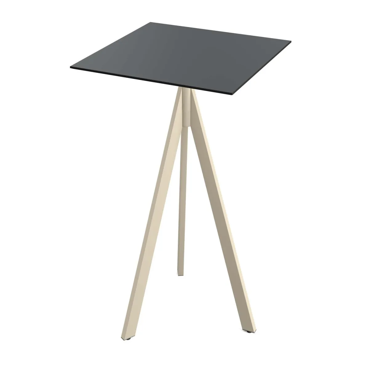 Feros Tavolo alto Infinity Tripod base + HPL 70x70 cm; 70x70x110 cm (LxLxH); sabbia/nero; quadrata - immagine 1