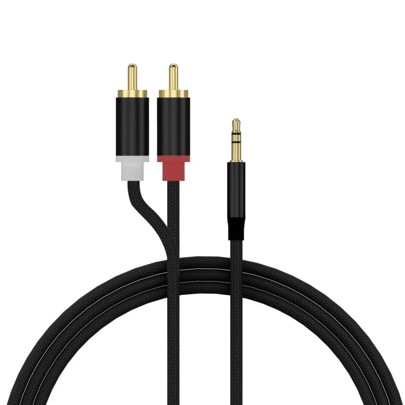 Cavo adattatore PcCom Essential da 3,5 mm ausiliario a 2 RCA maschi 2,5 m nero - immagine 1