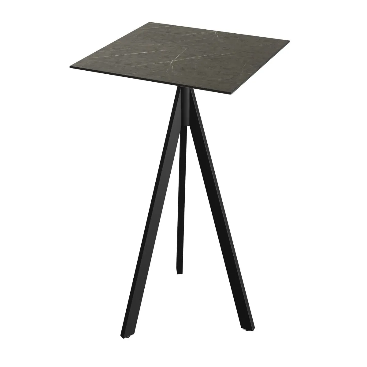 Feros Tavolo alto Infinity Tripod base + HPL 70x70 cm; 70x70x110 cm (LxLxH); nero/marrone; quadrata - immagine 1