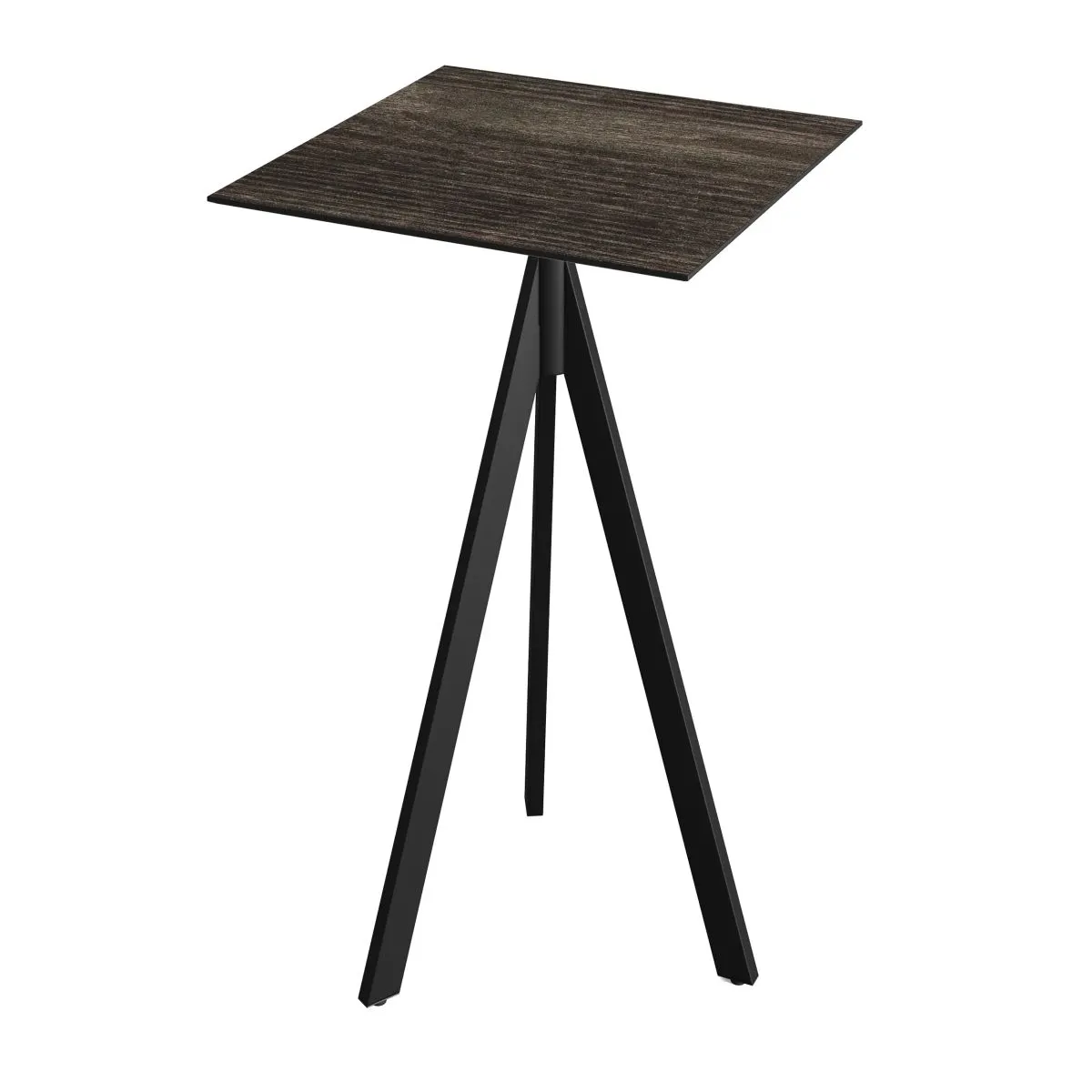 Feros Tavolo alto Infinity Tripod base + HPL 70x70 cm; 70x70x110 cm (LxLxH); nero/marrone scuro; quadrata - immagine 1