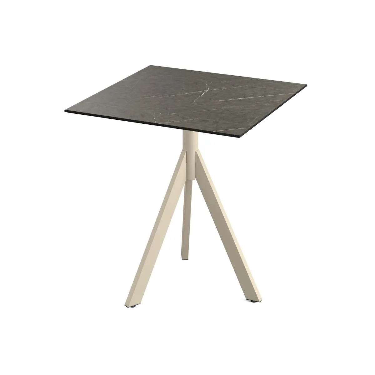 Feros Tavolo da esterno Infinity Tripod telaio + HPL 70x70 cm; 70x70x74 cm (LxLxH); sabbia/marrone; quadrata - immagine 1