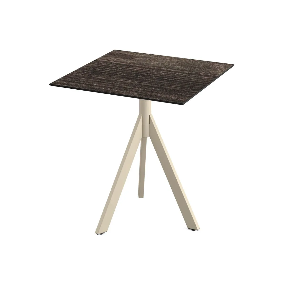 Feros Tavolo da esterno Infinity Tripod telaio + HPL 70x70 cm; 70x70x74 cm (LxLxH); sabbia/marrone scuro; quadrata - immagine 1