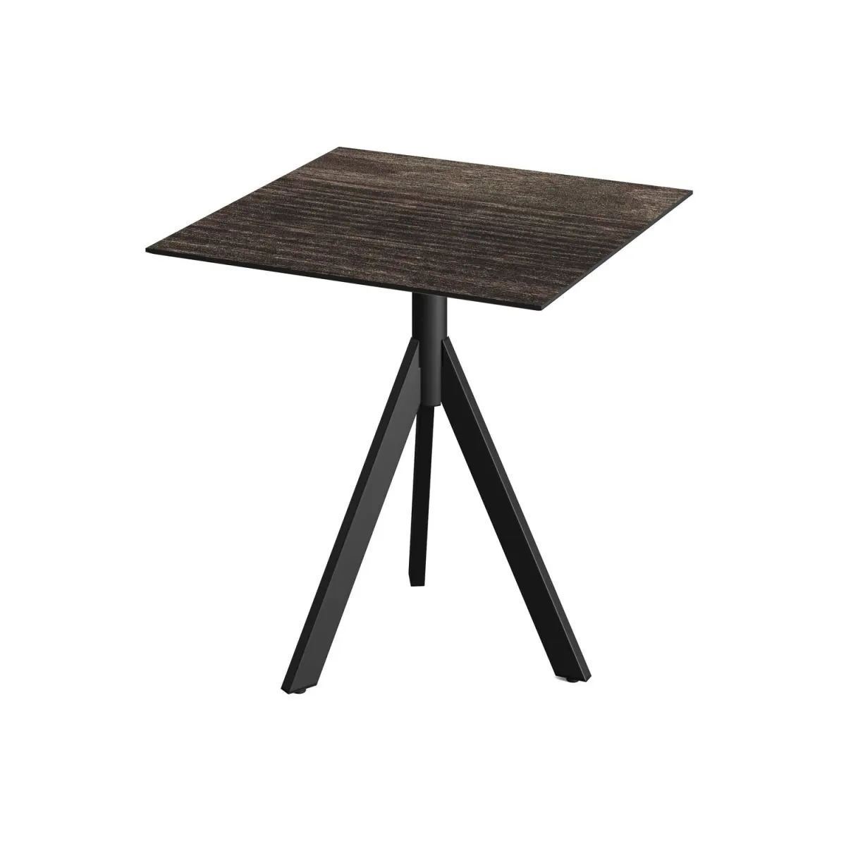 Feros Tavolo da esterno Infinity Tripod telaio + HPL 70x70 cm; 70x70x74 cm (LxLxH); nero/marrone scuro; quadrata - immagine 1