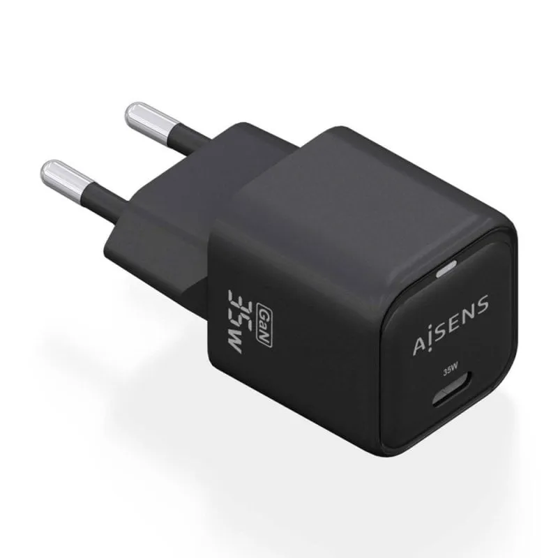 Caricabatterie Aisens Gan 35w, 1xusb-c Pd3.0 Qc4.0, Nero - immagine 1