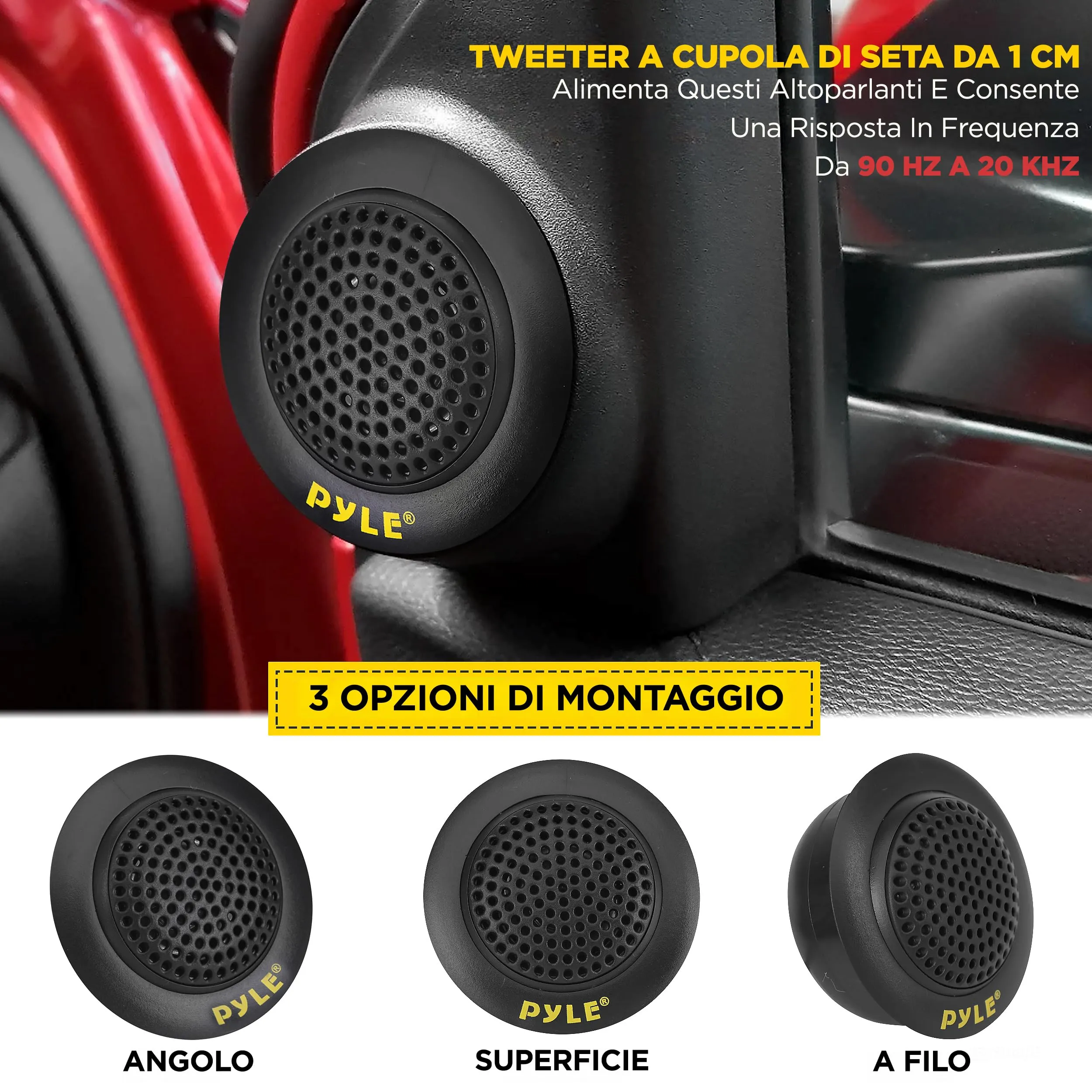 Pyle Sistema di Altoparlanti Personalizzati 2 Vie, 16,5 Centimetri, Casse Auto 400 Watt, Stereo Struttura in Plastica Elettroplaccatura, Gomma Butilica e Magneto da 1,13 Chilogrammi - immagine 5
