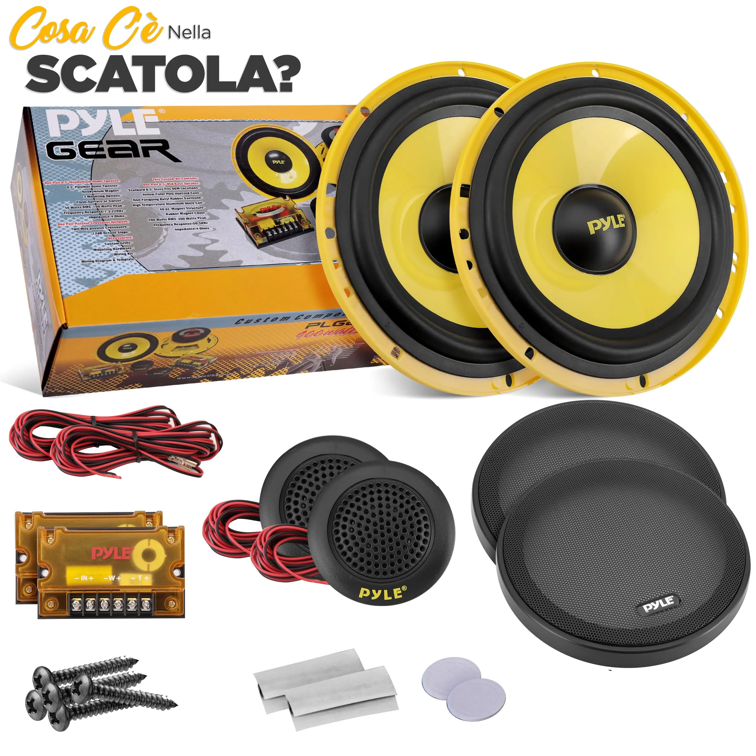 Pyle Sistema di Altoparlanti Personalizzati 2 Vie, 16,5 Centimetri, Casse Auto 400 Watt, Stereo Struttura in Plastica Elettroplaccatura, Gomma Butilica e Magneto da 1,13 Chilogrammi - immagine 7
