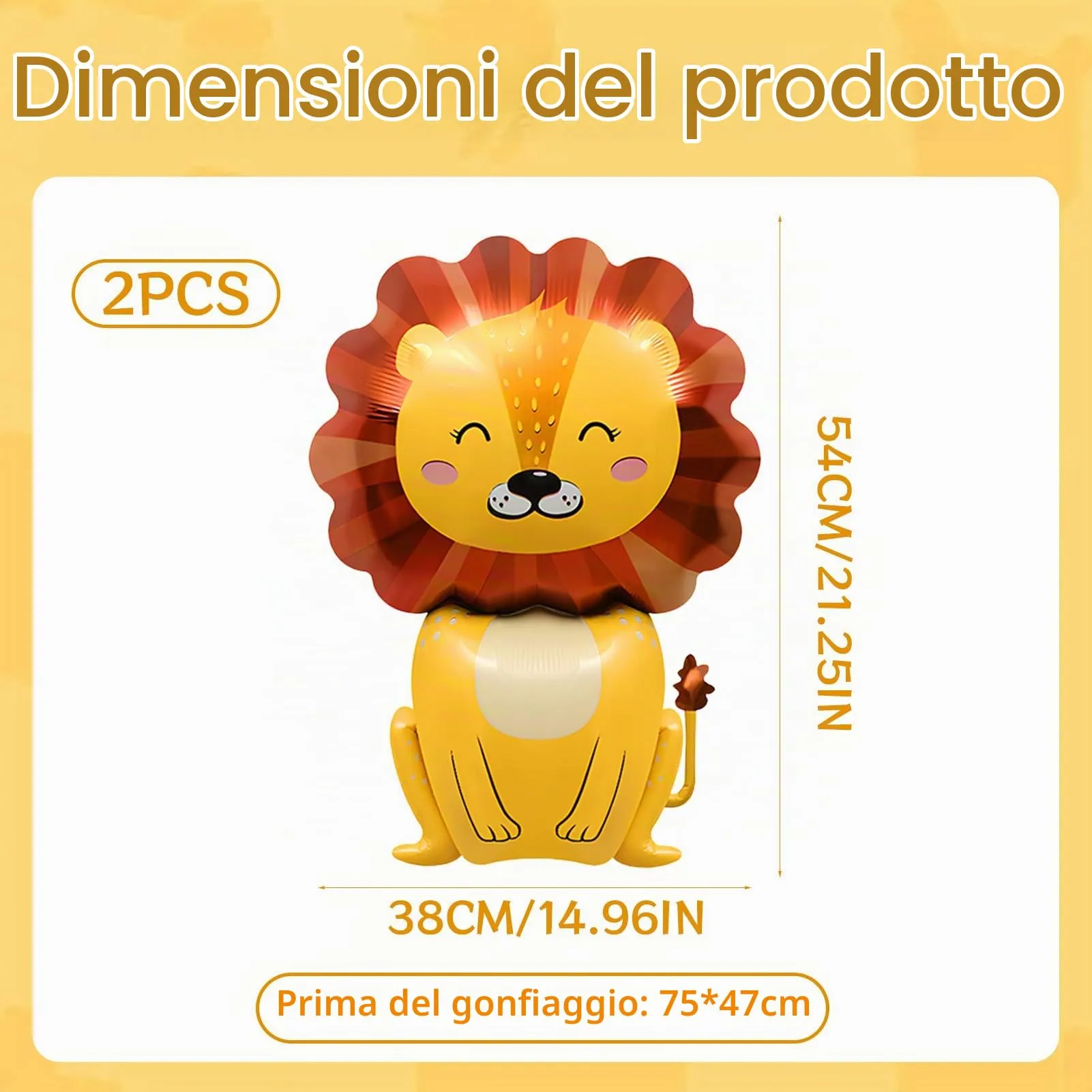 2PCS Palloncino XXL Leone,Palloncini Animali,Decorazioni compleanno safari - immagine 2