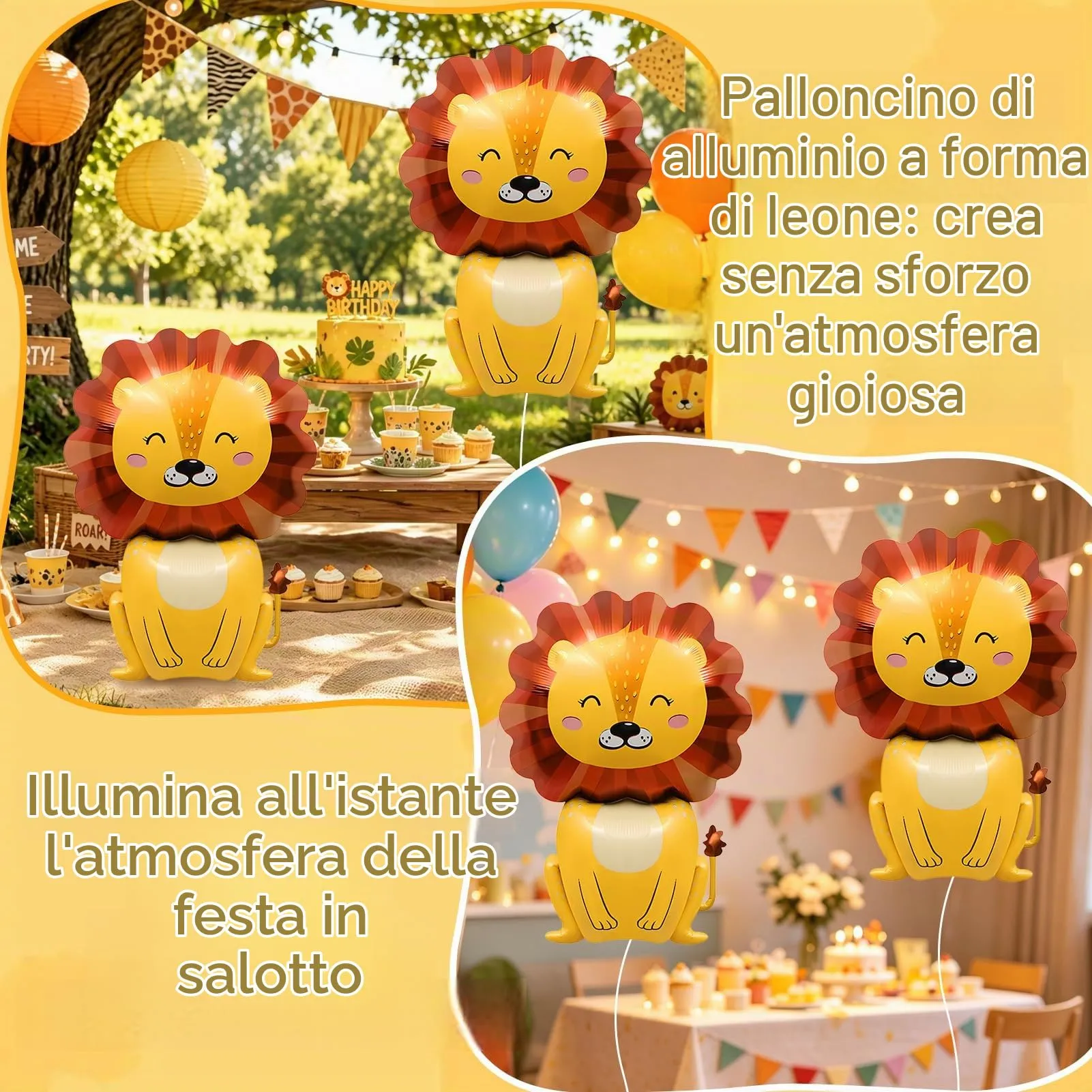 2PCS Palloncino XXL Leone,Palloncini Animali,Decorazioni compleanno safari - immagine 5
