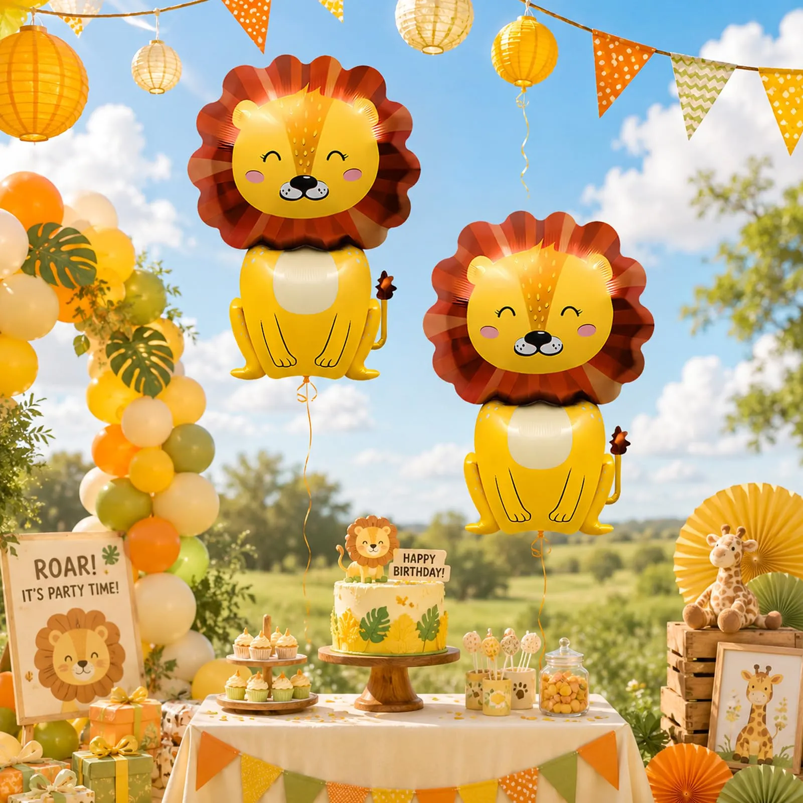 2PCS Palloncino XXL Leone,Palloncini Animali,Decorazioni compleanno safari - immagine 7