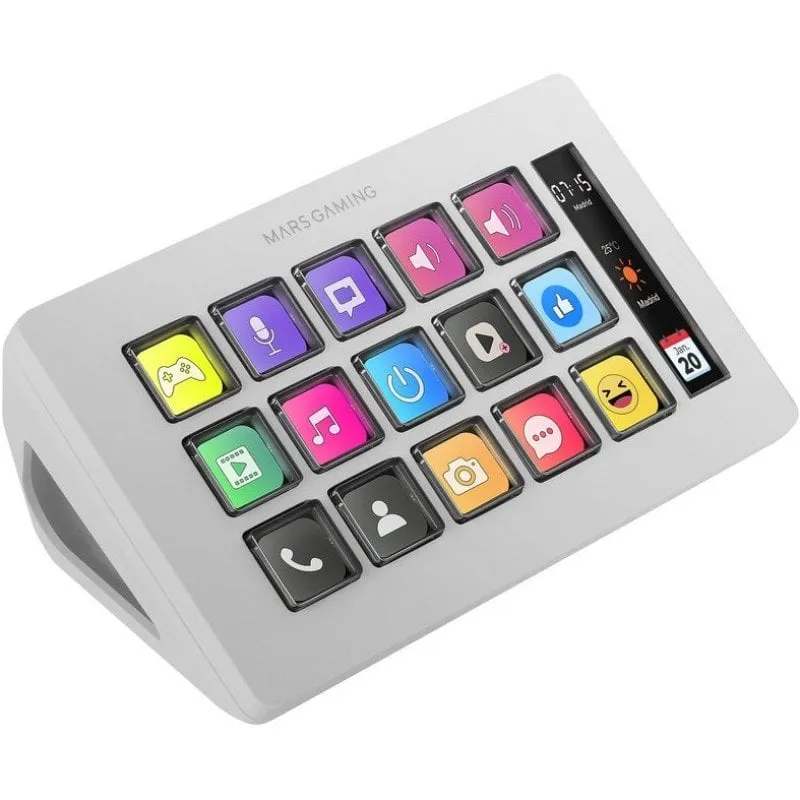 Mars Gaming MSD-One Stream Slim Deck 15 tasti personalizzabili con schermo LCD Windows Bianco - immagine 1