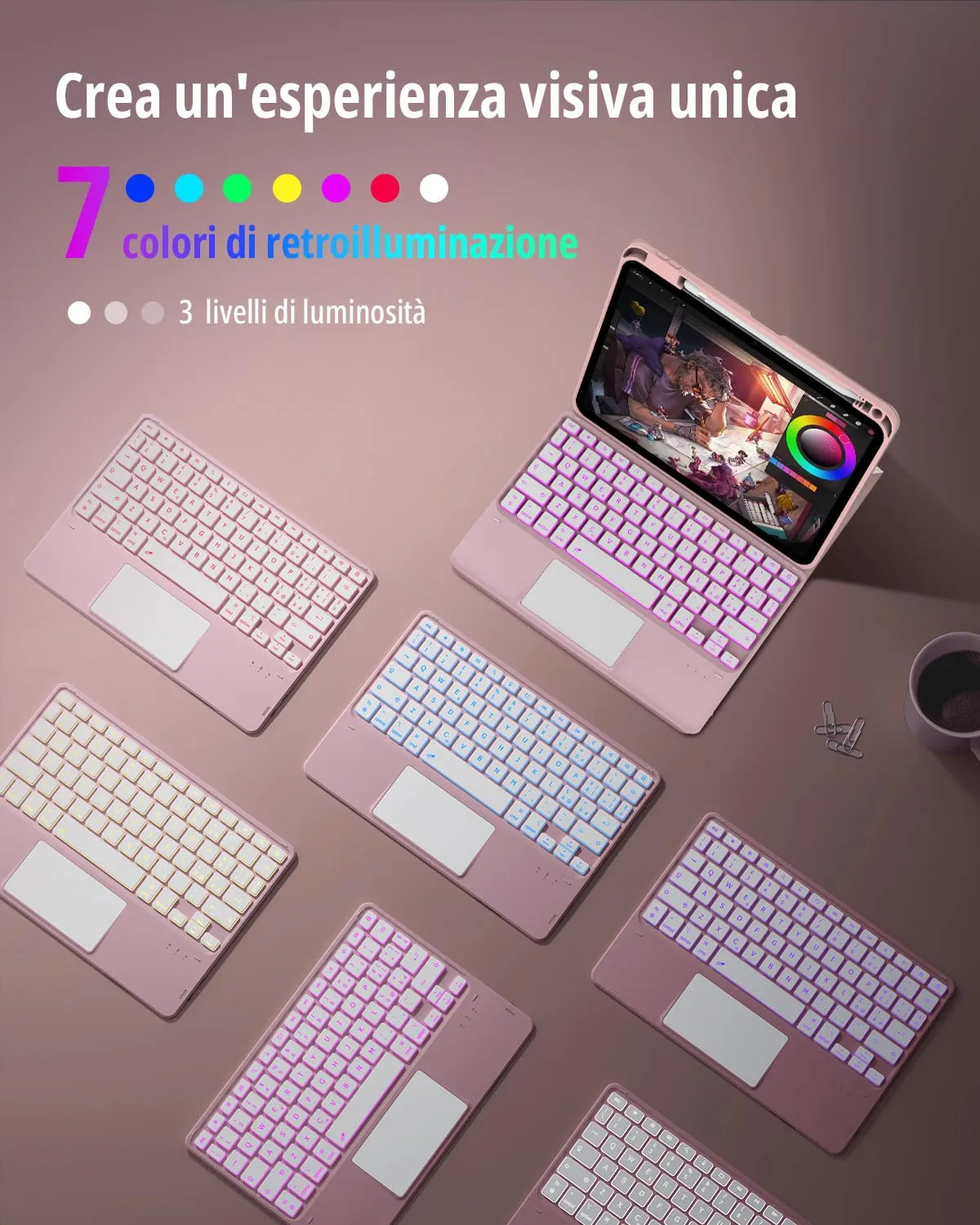CACOE Cover con Tastiera iPad 11 (A16) 2025 11"/10 Generazione 2022 10.9'' - immagine 3