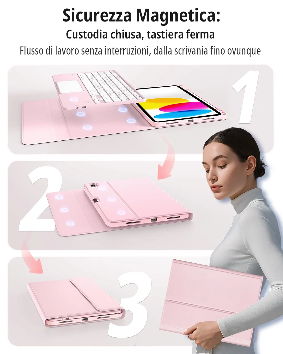 CACOE Cover con Tastiera iPad 11 (A16) 2025 11"/10 Generazione 2022 10.9'' - immagine 5