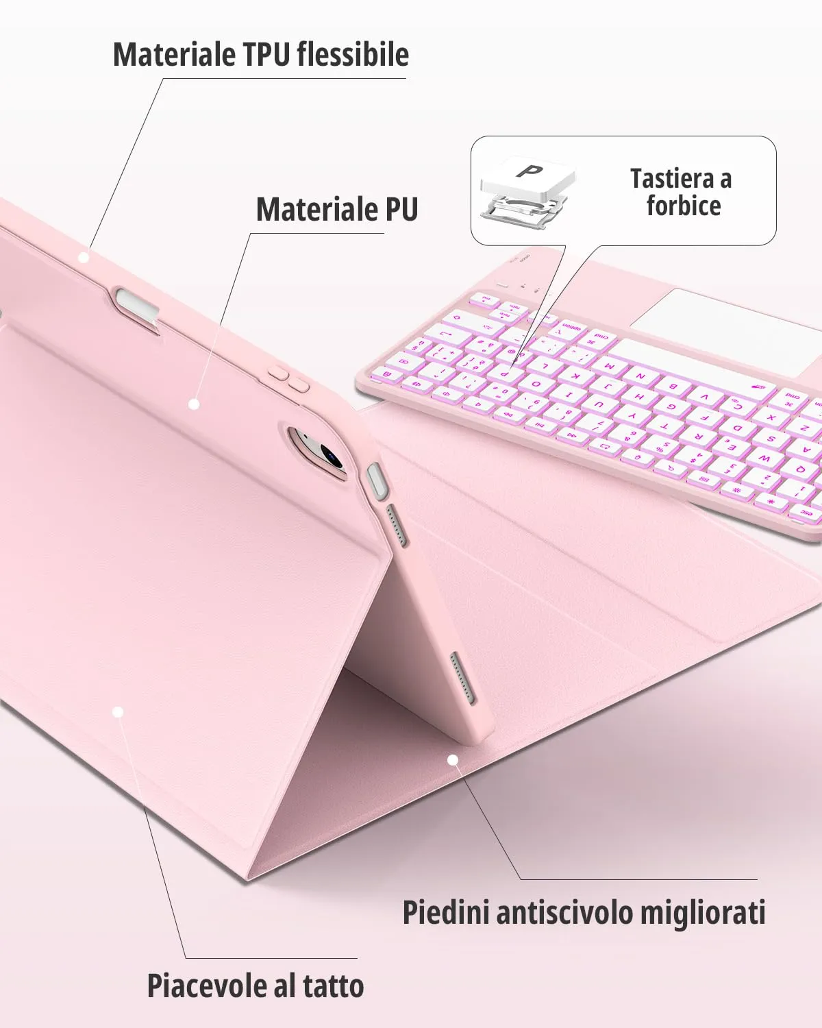 CACOE Cover con Tastiera iPad 11 (A16) 2025 11"/10 Generazione 2022 10.9'' - immagine 7
