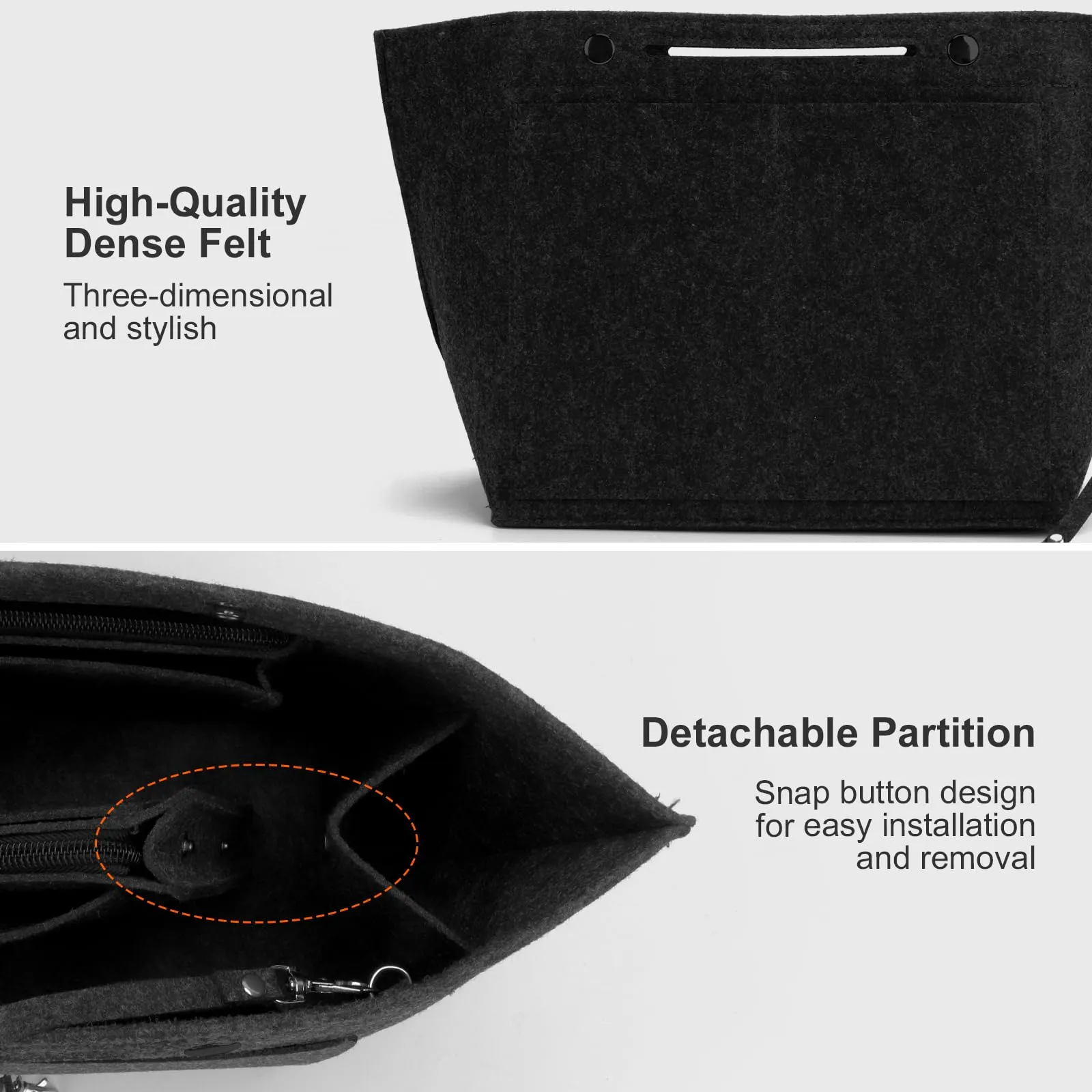 ZOLGINAH Organizer per borse, per Longchamp, con portachiavi e chiusura lampo, impermeabile, multitasche, tasche interne (nero, L) - immagine 4