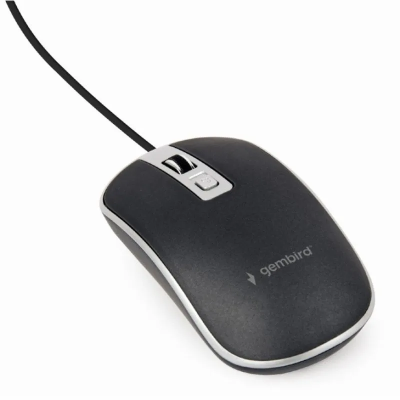 Mouse ottico con cavo Raton Gembird USB nero argento - immagine 1