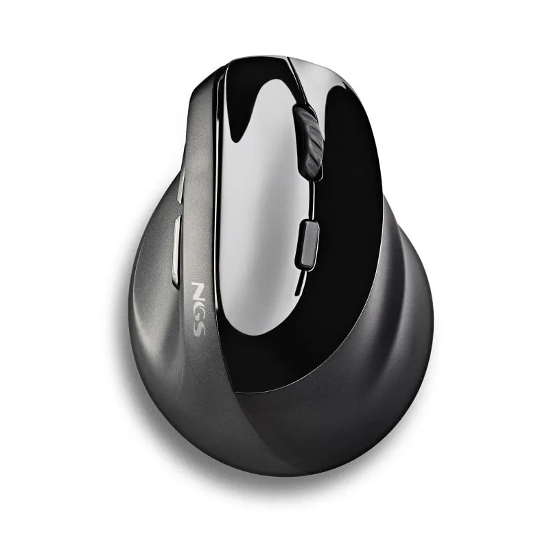 Ngs Evo Moksha: Mouse Wireless, Design Verticale ergonomico. Ricaricabile. Silenzioso. Ricaricabile. DPI regolabile: 800/1200/1800/2400. Nero. - immagine 1
