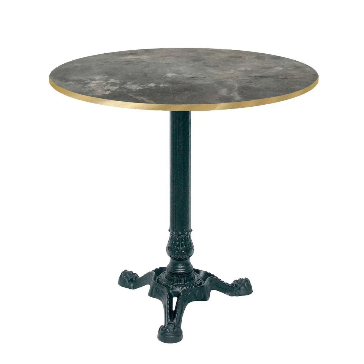 RestooTab Tavolo Bistrot rotondo - bordi color ottone; 70x70x75x70 cm (LxLxHxØ); grigio/blu/ottone; struttura nero; rotonda - immagine 1
