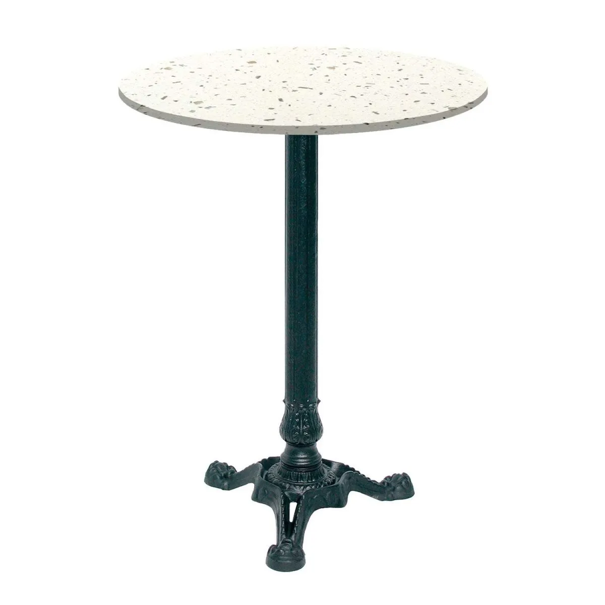 RestooTab Tavolo alto Bistrot rotondo - laminato pietra & legno; 60x60x113x60 cm (LxLxHxØ); bianco/multicolore/terazzo; struttura nero; rotonda - immagine 1
