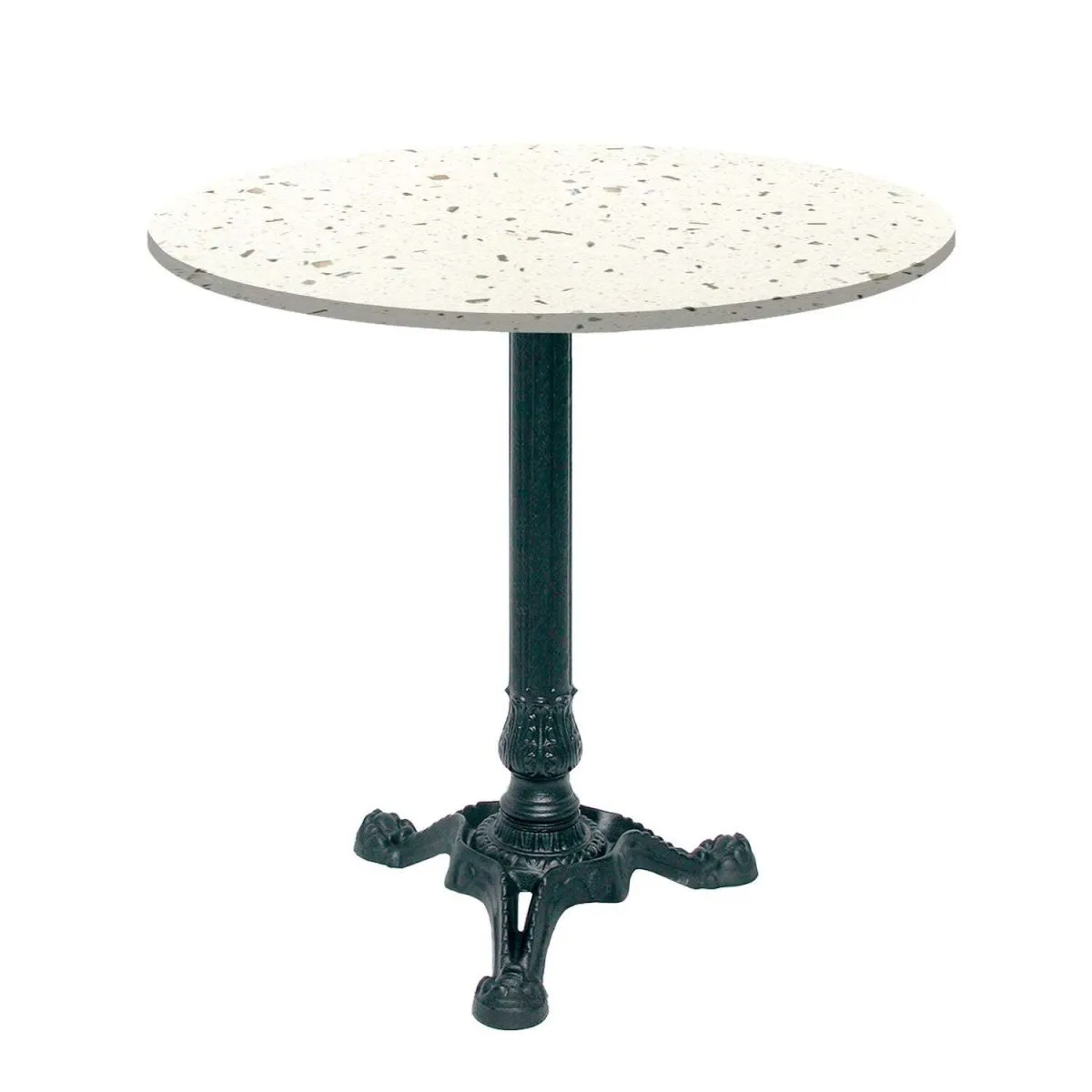 RestooTab Tavolo Bistrot rotondo - laminato pietra & legno; 70x70x75x70 cm (LxLxHxØ); bianco/multicolore/terazzo; struttura nero; rotonda - immagine 1