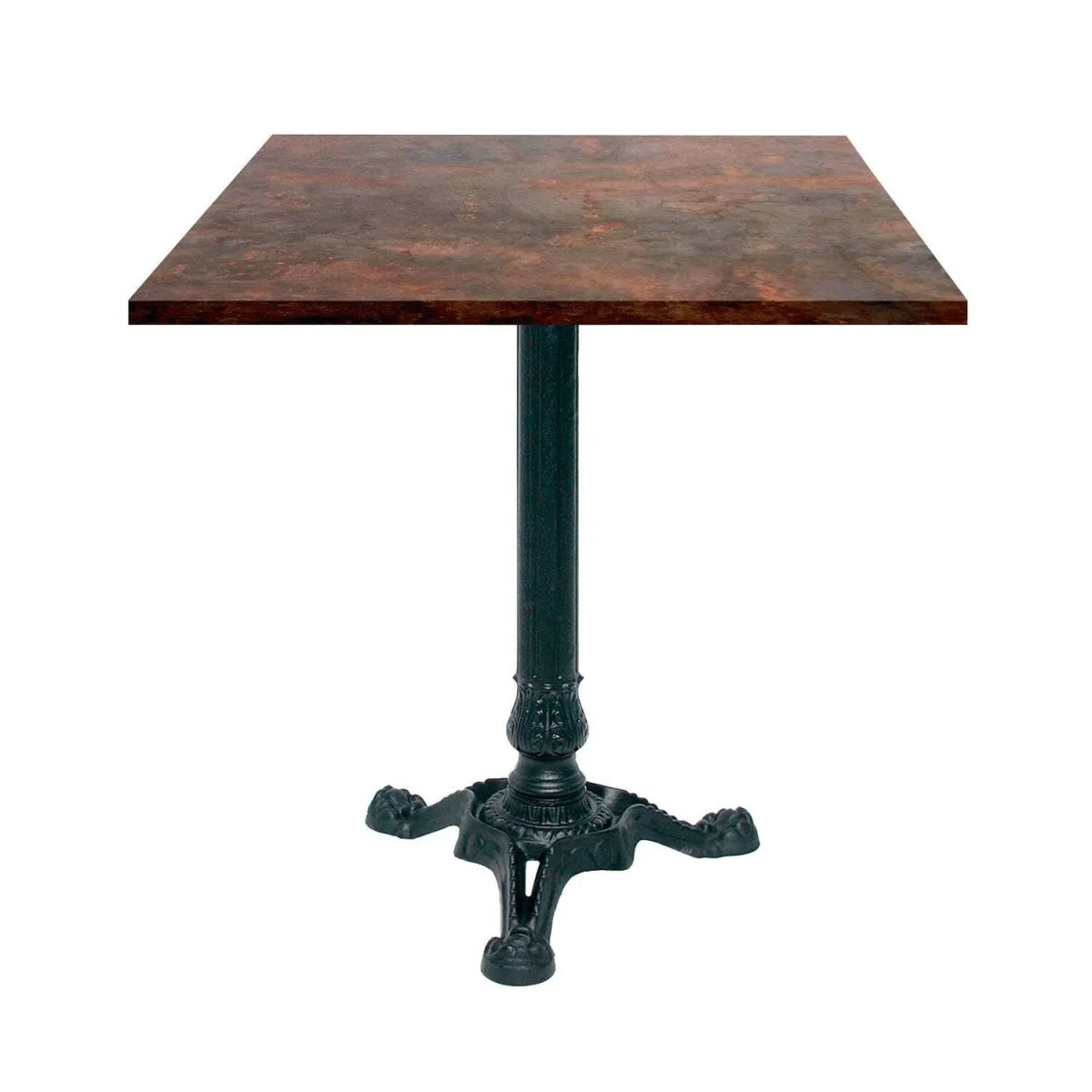 RestooTab Tavolo Bistrot quadrato - laminato pietra & legno; 70x70x75 cm (LxLxH); metallo arrugginito; struttura nero; quadrata - immagine 1
