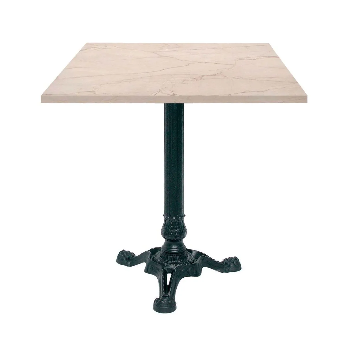 RestooTab Tavolo Bistrot quadrato - laminato pietra & legno; 70x70x75 cm (LxLxH); bianco lana/beige/marmorizzato; struttura nero; quadrata - immagine 1