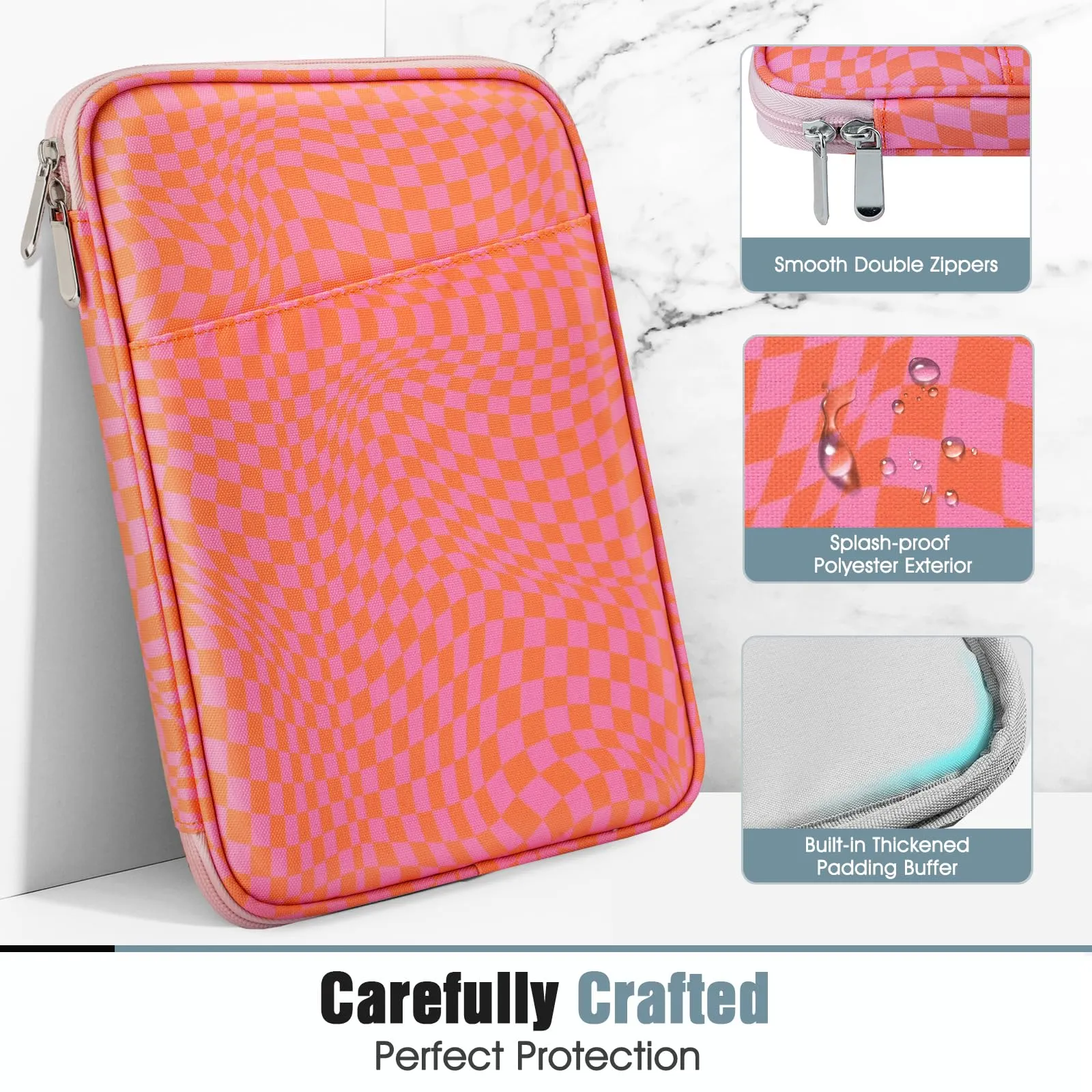 TiMOVO Custodia Tablet 9-11 Pollici con Tasca, Rosa + Arancione - immagine 4