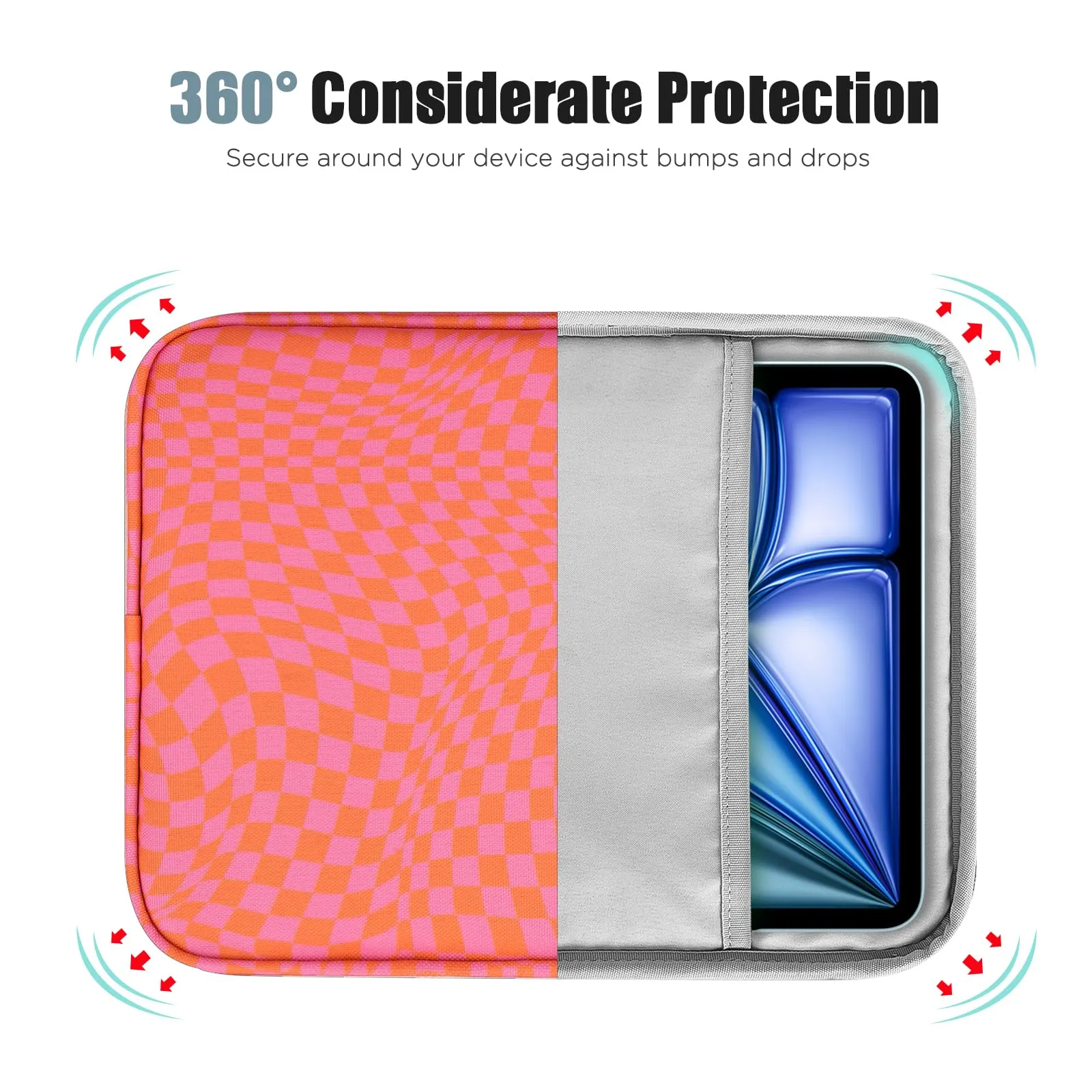 TiMOVO Custodia Tablet 9-11 Pollici con Tasca, Rosa + Arancione - immagine 5