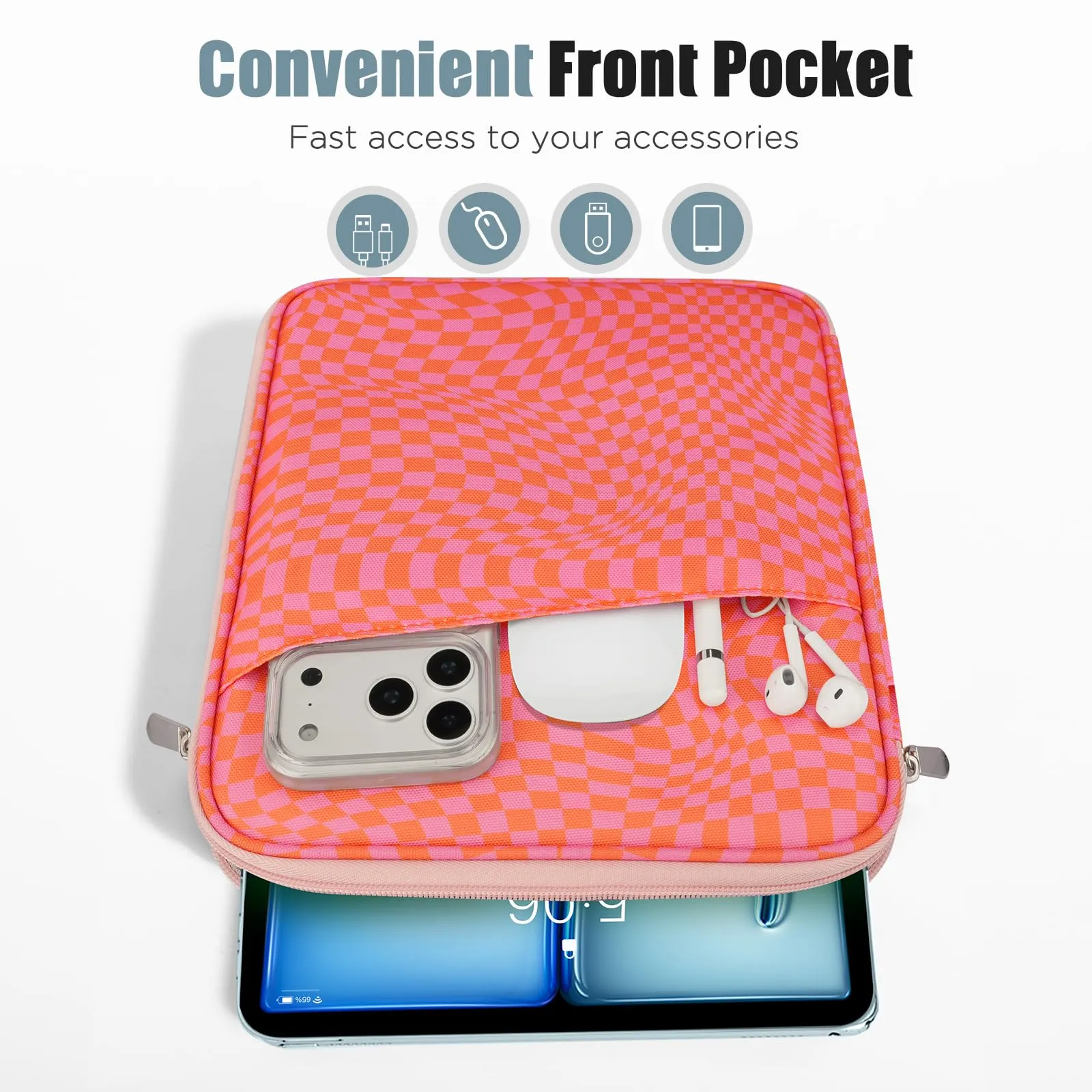TiMOVO Custodia Tablet 9-11 Pollici con Tasca, Rosa + Arancione - immagine 6