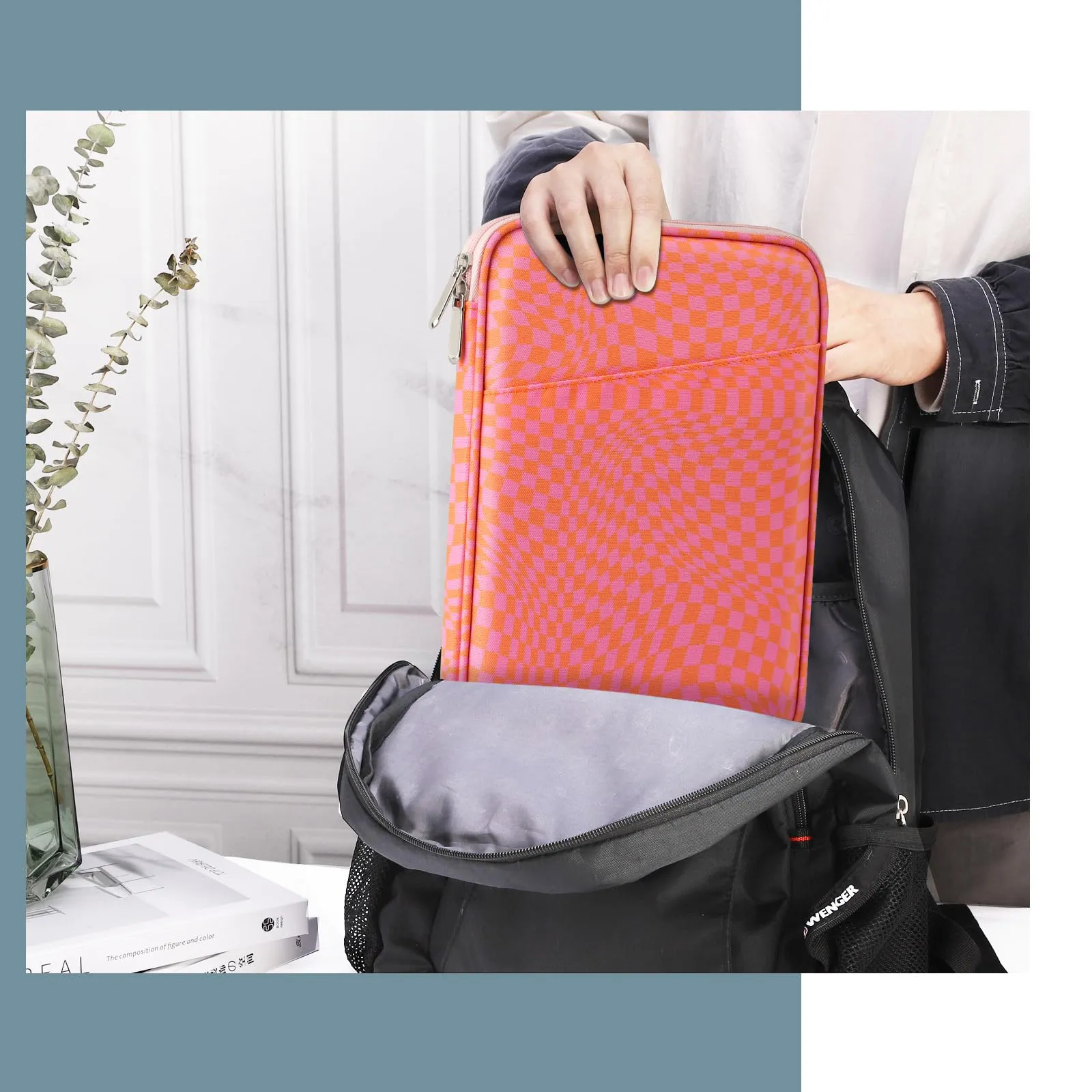 TiMOVO Custodia Tablet 9-11 Pollici con Tasca, Rosa + Arancione - immagine 8