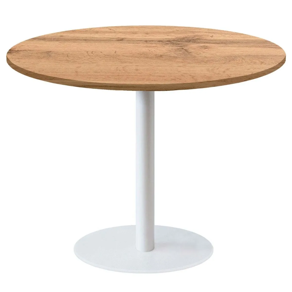 RestooTab Tavolo Rome XL rotondo base bianco - laminato legno; 120x120x75x120 cm (LxLxHxØ); quercia; struttura nero; rotonda - immagine 1