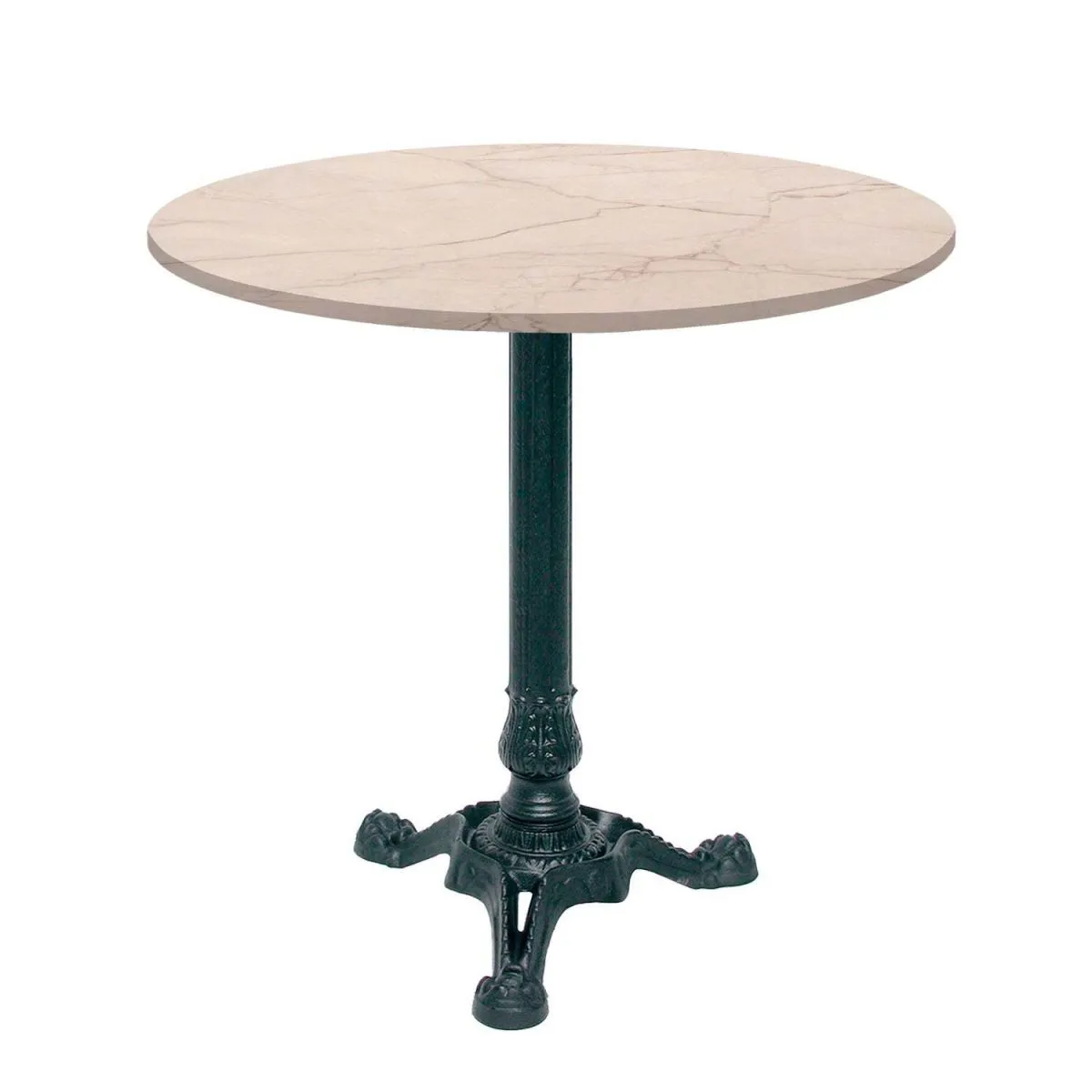 RestooTab Tavolo Bistrot rotondo - laminato pietra & legno; 70x70x75x70 cm (LxLxHxØ); bianco lana/beige/marmorizzato; struttura nero; rotonda - immagine 1