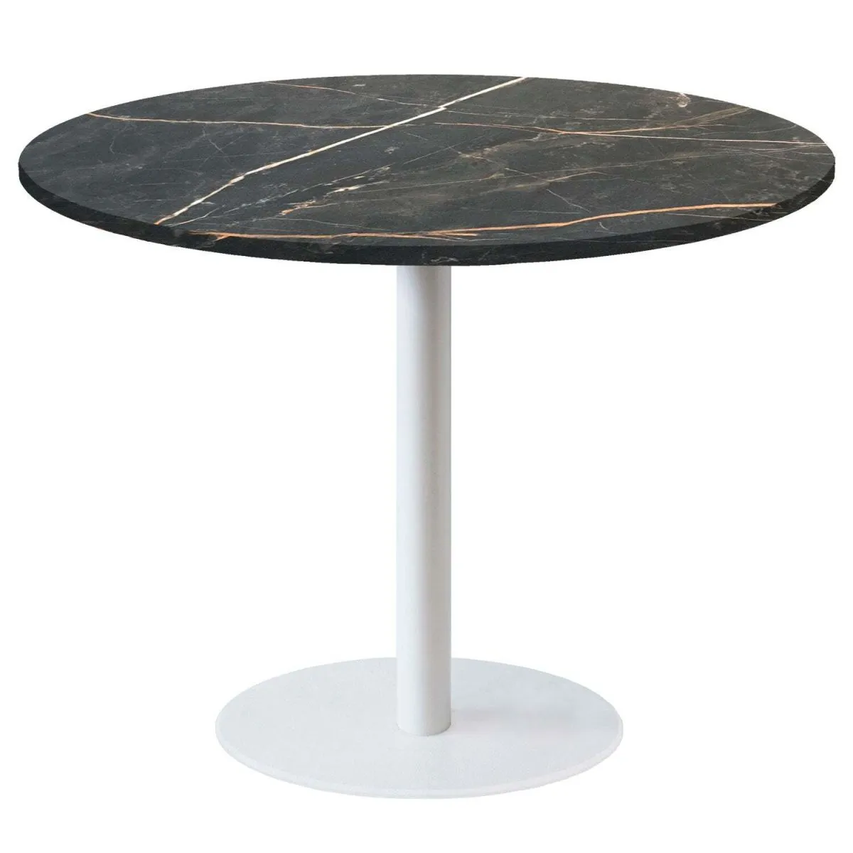 RestooTab Tavolo Rome XL rotondo base bianco - laminato pietra; 120x120x75x120 cm (LxLxHxØ); nero/oro/marmorizzato; struttura nero; rotonda - immagine 1