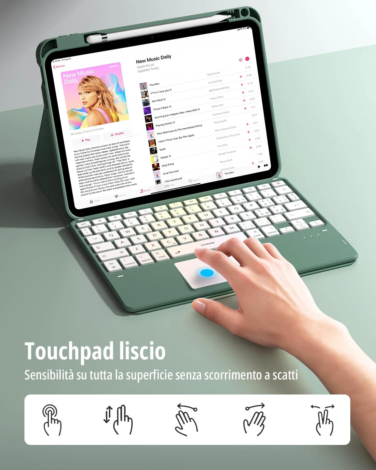 CACOE Cover con Tastiera iPad 11 Generazione (A16) 2025 11" / 10 Generazione 2022 10.9'' con Touchpad [Italiano] Wireless Staccabile (Verde, iPad A16/iPad 10) - immagine 4