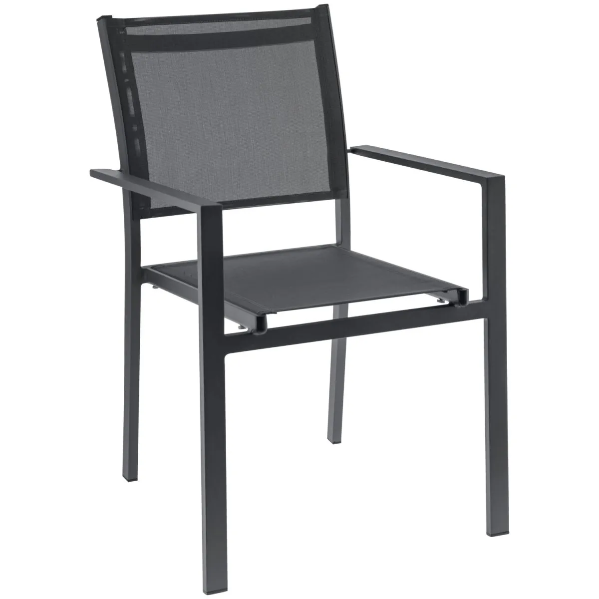 4x PULSIVA Sedia in alluminio Lazy 2.0; 59x58x84 cm (LxPxH); seduta antracite, struttura grigio; 4 pz. / Pacco - immagine 1