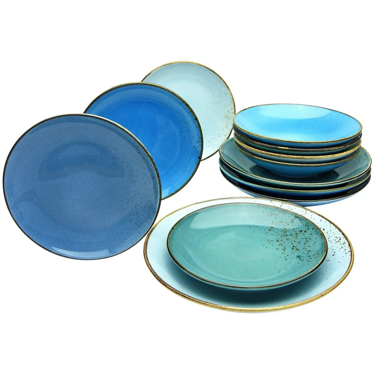 CreaTable Collezione Natura - Set di piatti da 12 pezzi; blu - immagine 1
