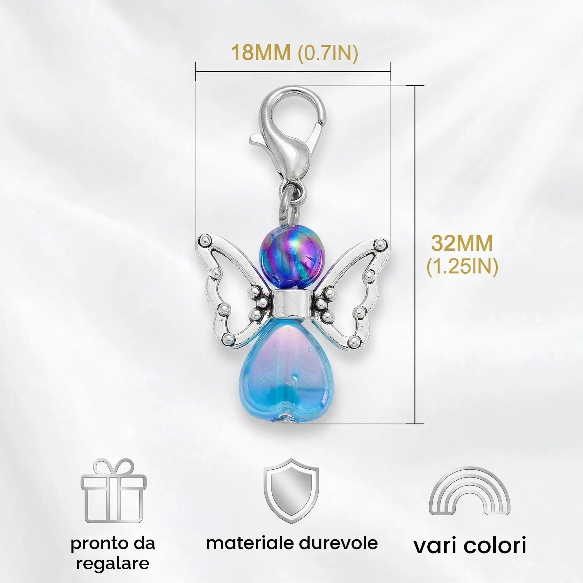 TEOZBLU 24 Pcs Portachiavi Angelo Custode, Bomboniere Comunione e Battesimo,regalini per bambini prima comunione, portachiavi comunione,Ciondoli Angioletti per Regalini Fine Festa,Compleanno e Cresima - immagine 2