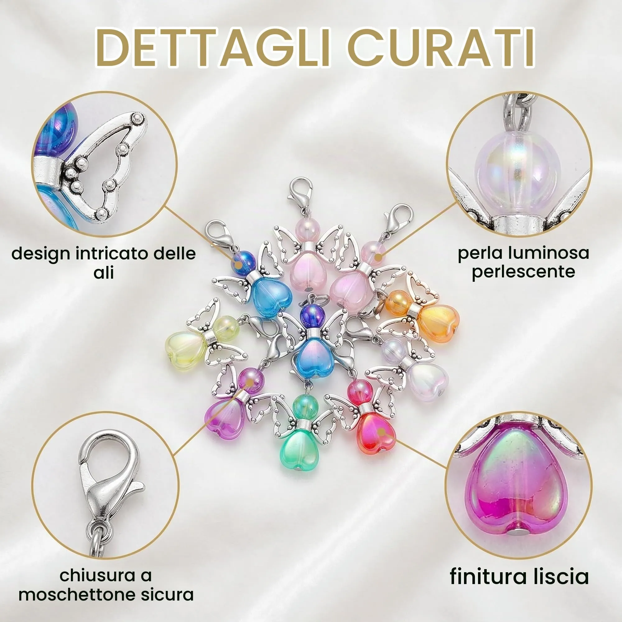 TEOZBLU 24 Pcs Portachiavi Angelo Custode, Bomboniere Comunione e Battesimo,regalini per bambini prima comunione, portachiavi comunione,Ciondoli Angioletti per Regalini Fine Festa,Compleanno e Cresima - immagine 6