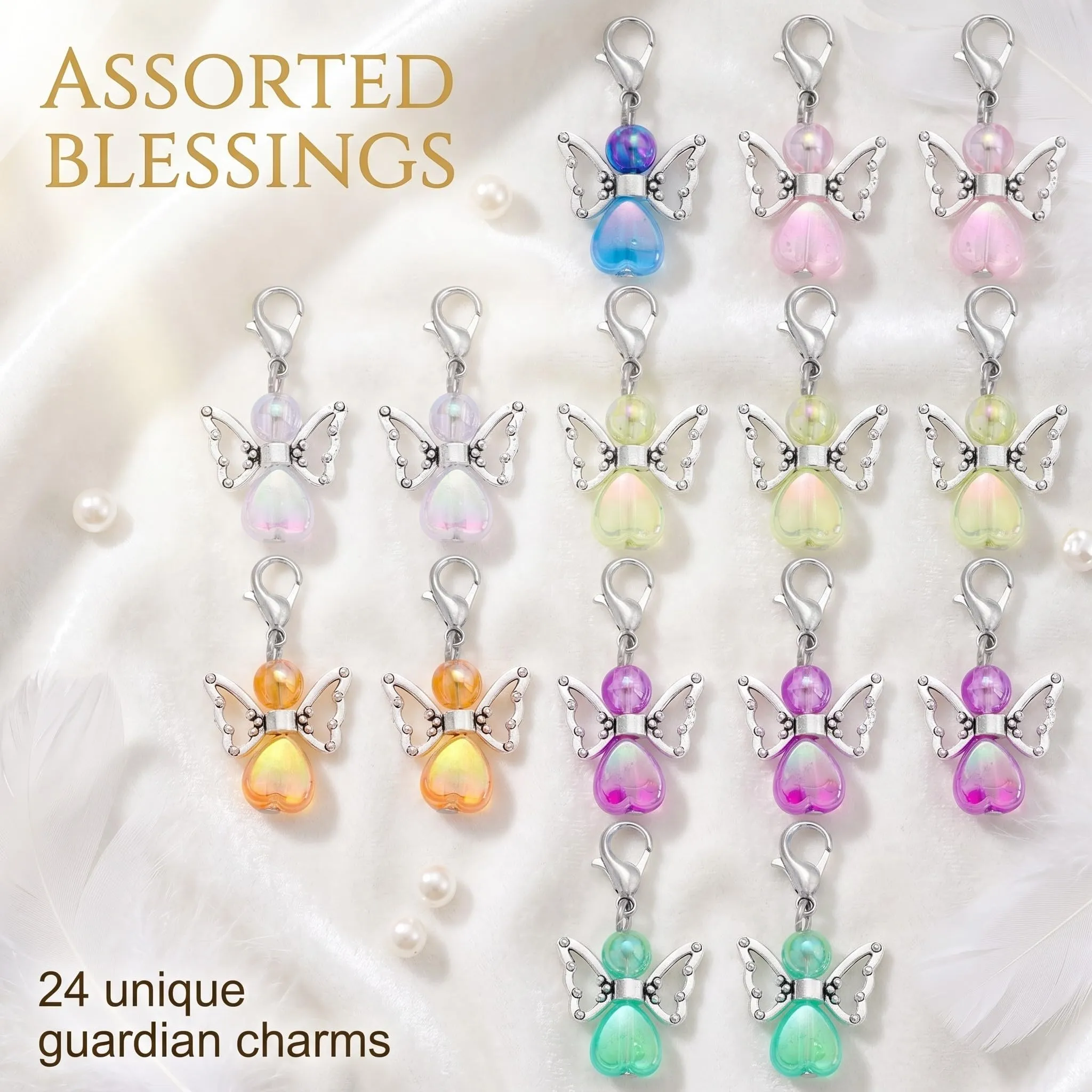 TEOZBLU 24 Pcs Portachiavi Angelo Custode, Bomboniere Comunione e Battesimo,regalini per bambini prima comunione, portachiavi comunione,Ciondoli Angioletti per Regalini Fine Festa,Compleanno e Cresima - immagine 7