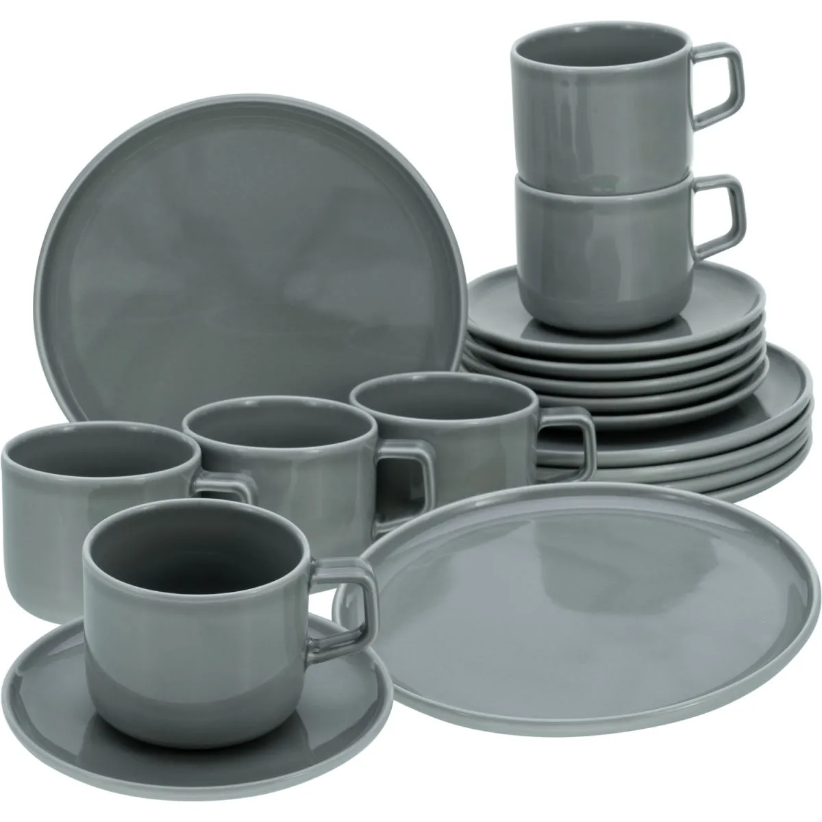 CreaTable Collezione Chef - Servizio da caffè da 18 pezzi; grigio - immagine 1