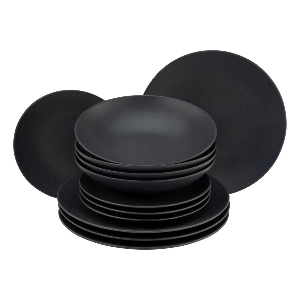 CreaTable Soft Touch - servizio da tavola 12 pezzi; nero - immagine 1
