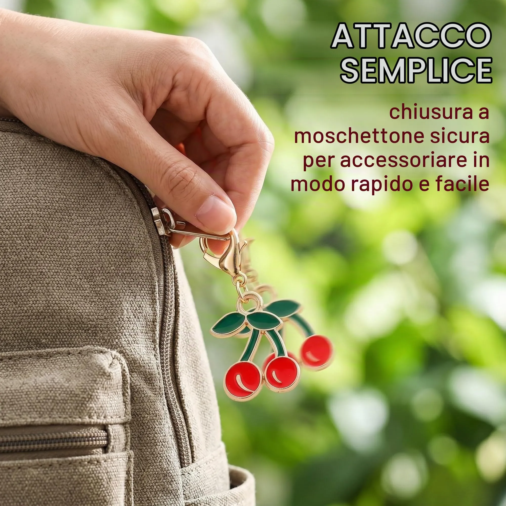 TEOZBLU 24 Pezzi Portachiavi Ciliegia in Metallo, 3 Stili Ciondolo Ciliegia Estetico per Borse e Zaini, Gadget Economici Regalo Compleanno Bambini e Invitati Festa, 30x13mm - immagine 5