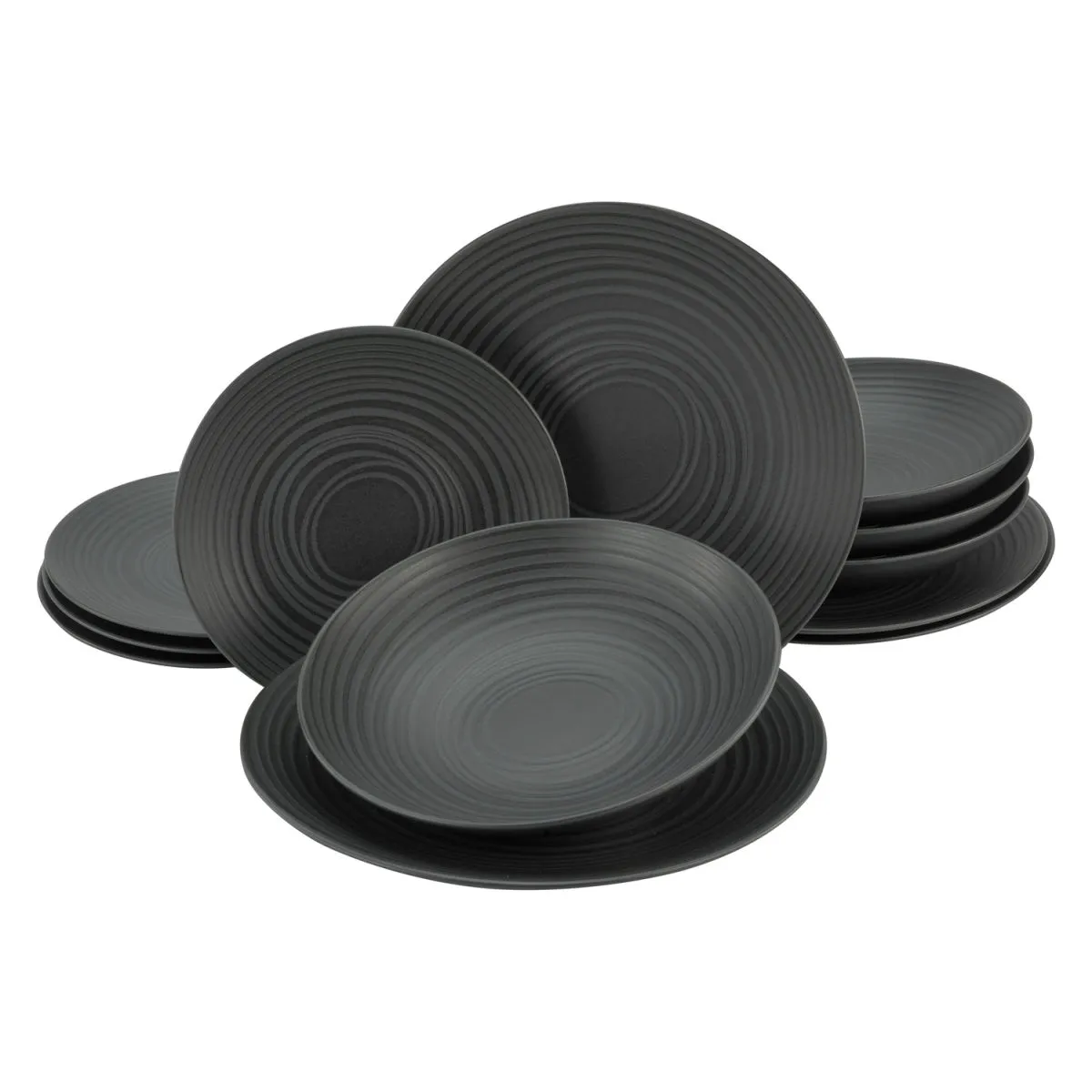 CreaTable Pietra lavica - servizio da tavola 12 pezzi; nero - immagine 1