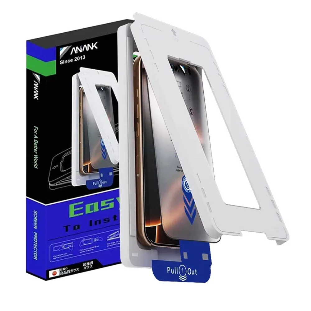 Pellicola protettiva per schermo Anank 2X Rinforzata per Apple iPhone 16 Pro Max, Vetro Temperato, Colla Completa, 2.5D, Nera - immagine 1